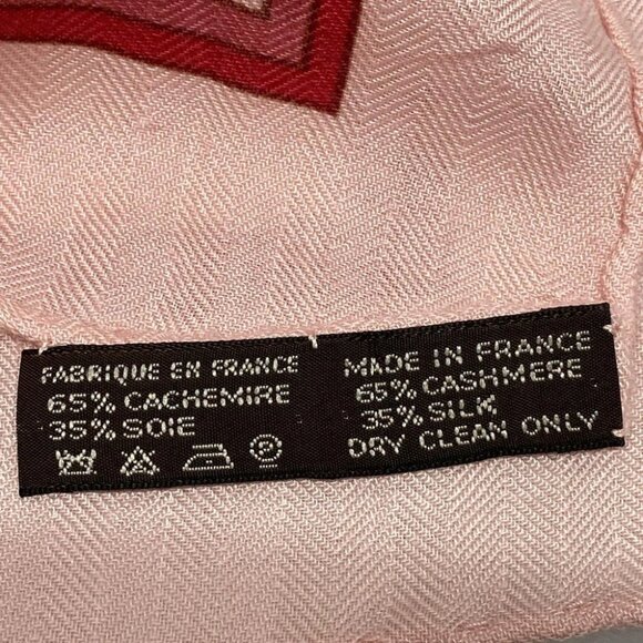 HERMES Carre Geant, Carres 140 - Pink Bordeaux Gray Beige Cashmere Silk - Picture 3 of 5